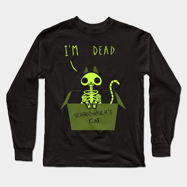 Schrödinger's Cat Dead or Alive - Night Cat in a Box - Funny Physics Long Sleeve T-Shirt by BlancaVidal